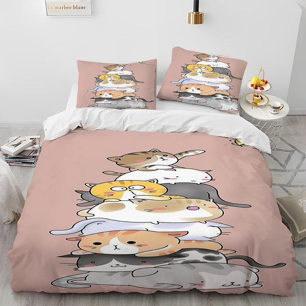 Catherine Lansfield Cute Cats Duvet Cover Sets Pink