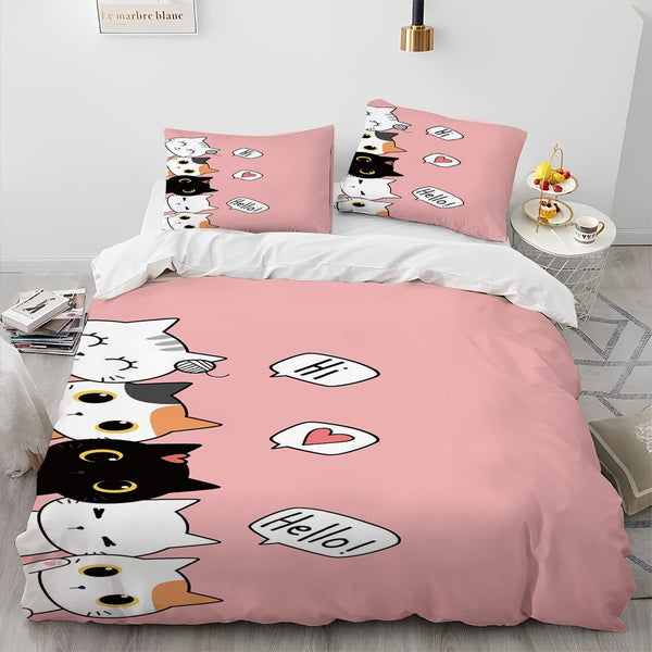 Catherine Lansfield Cute Cats Duvet Cover Sets Pink